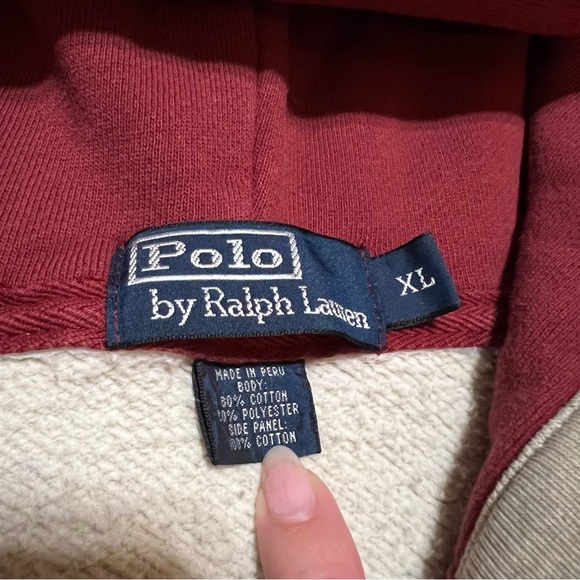 Vintage 90s Polo Ralph Lauren Two Tone 1/4 Zip Hoodie - Picture 4 of 7
